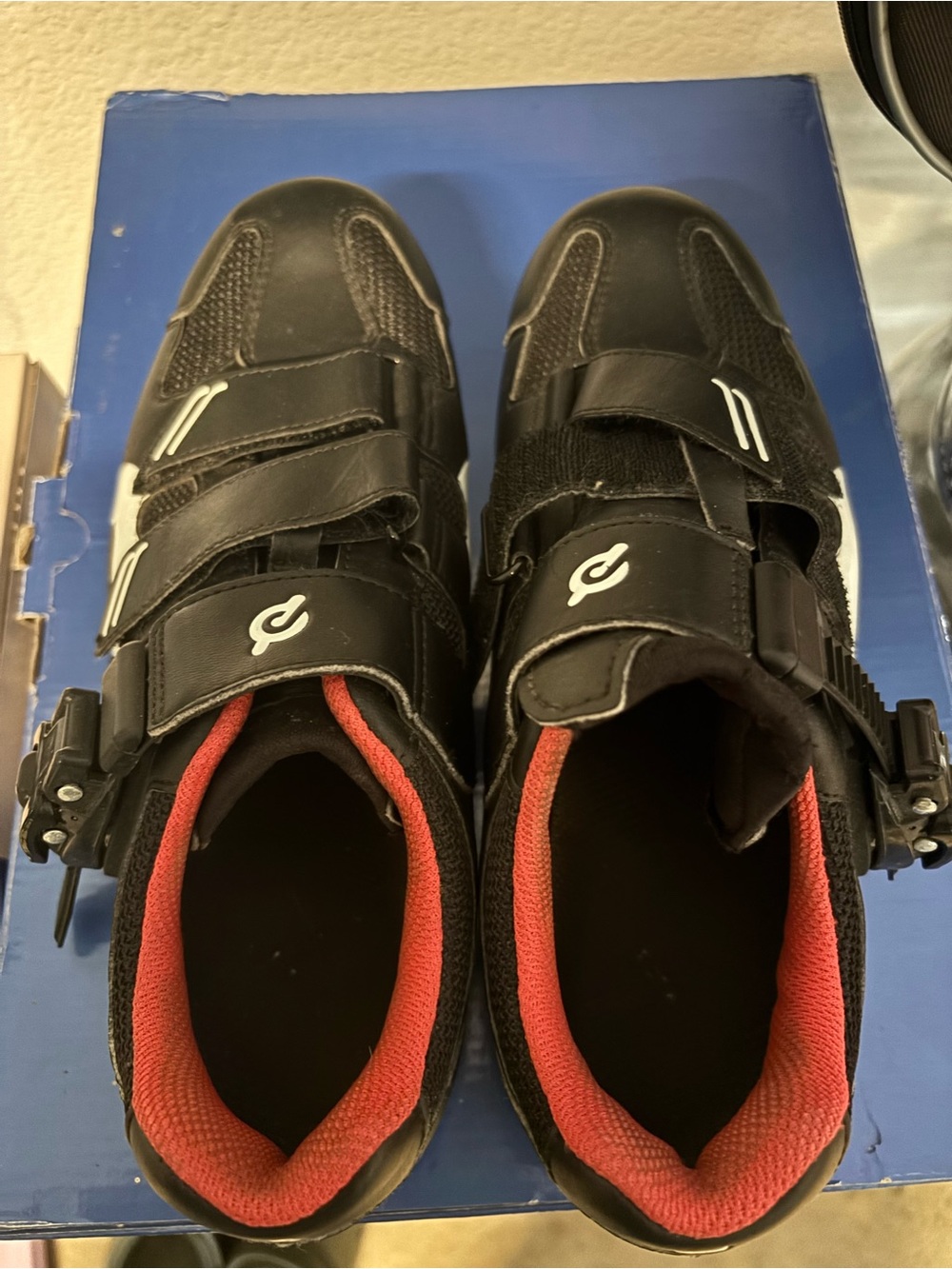 Peloton Black Cycling Shoes with Red Liner